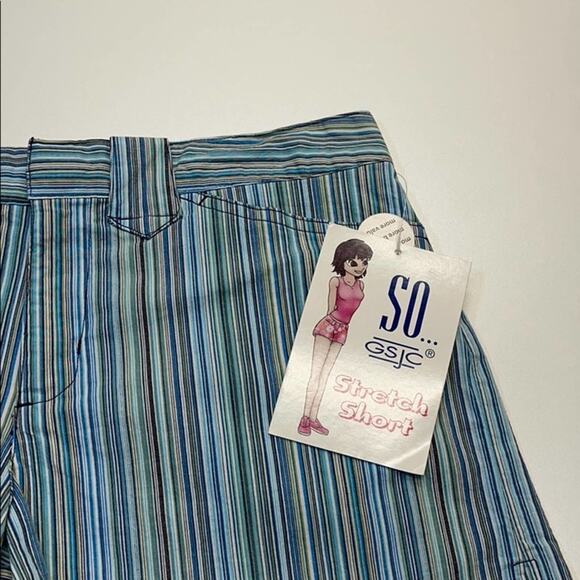 SO Juniors 5 Blue Striped Cotton Stretch Shorts - Picture 3 of 4